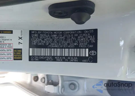 2023 Toyota Corolla Le из США, поврежденный, VIN JTDB4MEEXP3014005